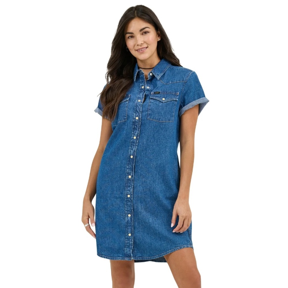 NWT Lee Blue Denim Button-Up Midi Dress